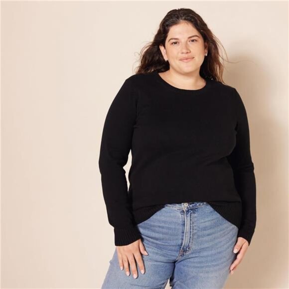 Womens Cotton Crewneck Sweater Long Sleeve Pullover Soft Lightweight Plus Size - Picture 6 of 7